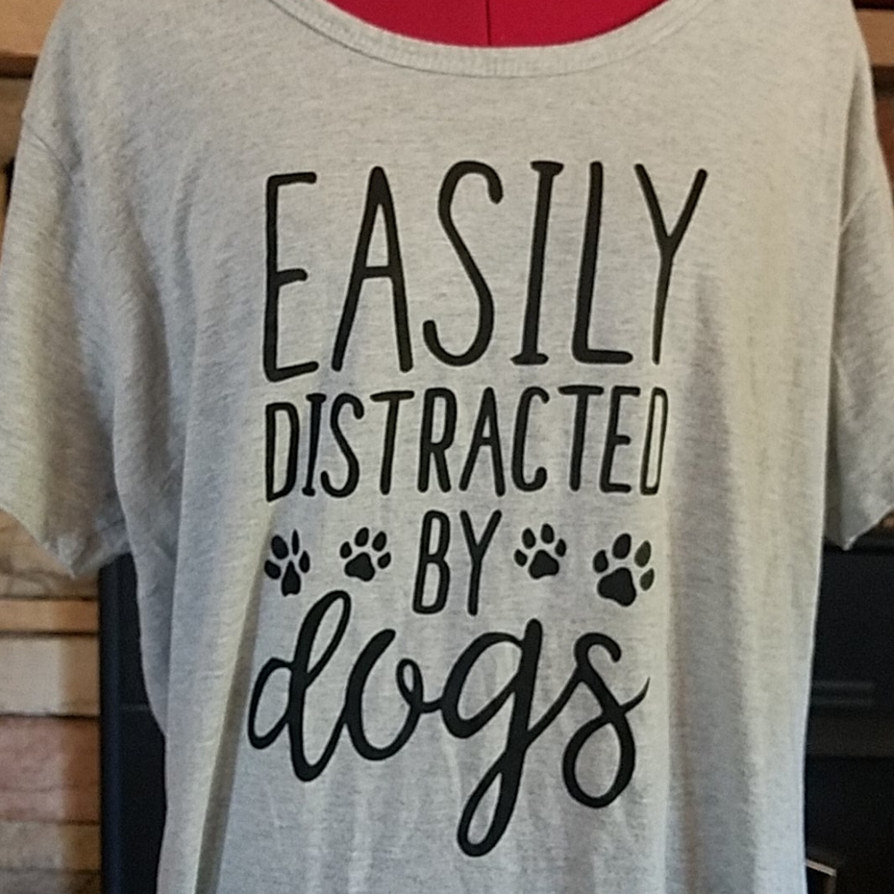 Love Dogs Easily Distracted By Dogs T Shirt 2 XL